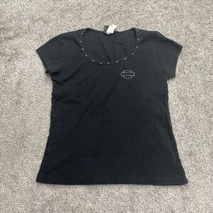 Harley-Davidson Graphic T-Shirt Juniors Small Black Round Neck Short Sleeve Tee